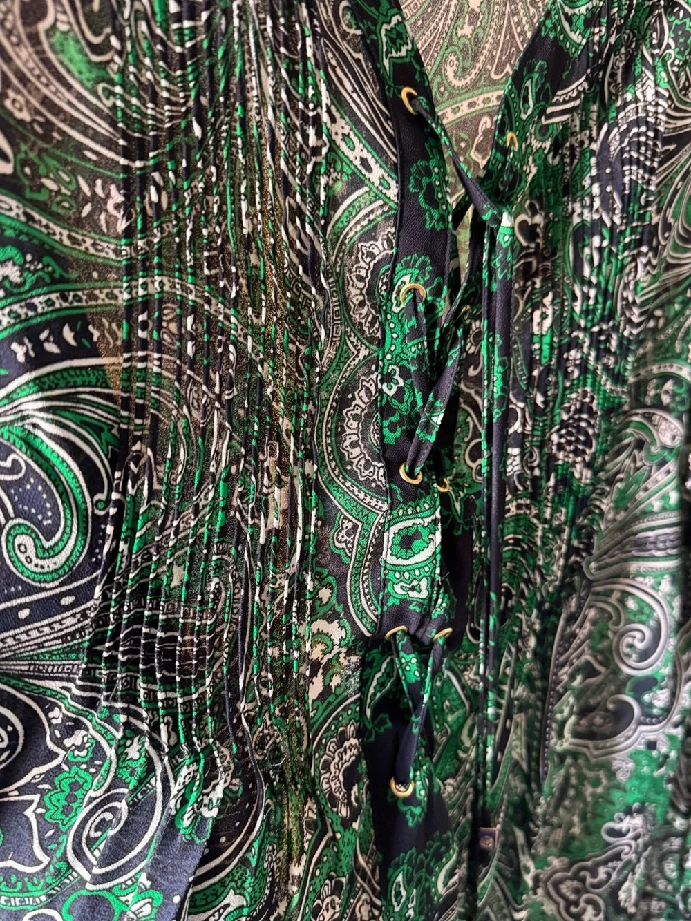 Michael Kors Green and Black Paisley Dress beach coverup/dress